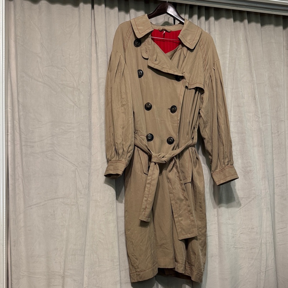 Free People Tan Double-Breasted Trench Coat